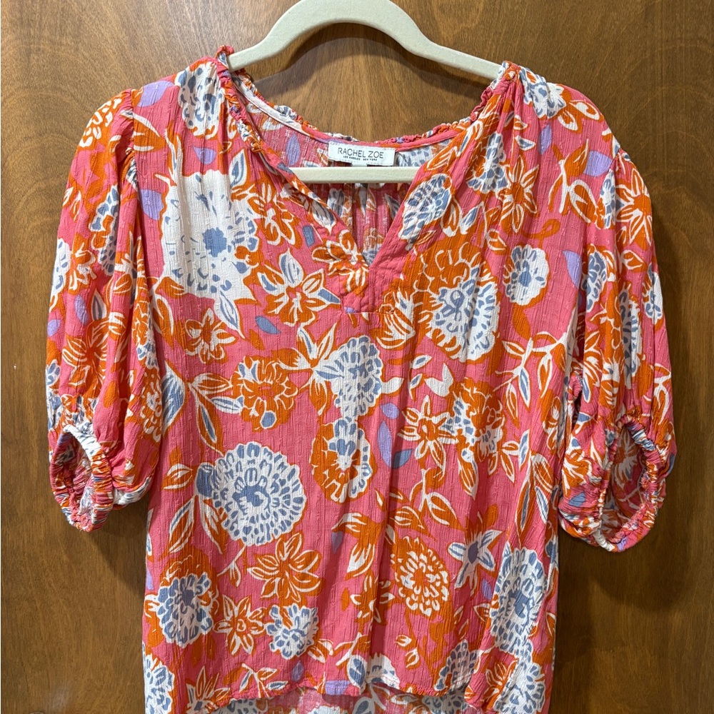 Rachel Zoe Floral Blouse - Pink, Orange, and White